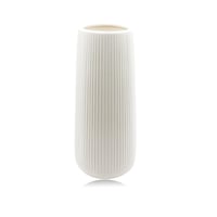 Rebrovaná keramická váza CiciIng, biela – 20 cm 1