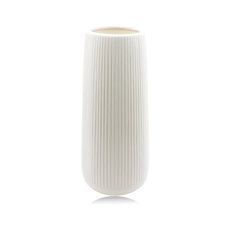 Rebrovaná keramická váza CiciIng, biela – 20 cm