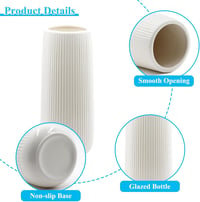 CiciIng fehér kerámia váza 20cm bordázott modern virágváza boho dekoráció - 20CM-Ribbed 4