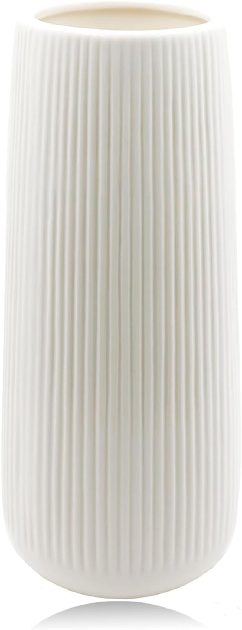 CiciIng fehér kerámia váza 20cm bordázott modern virágváza boho dekoráció - 20CM-Ribbed