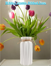 CiciIng fehér kerámia váza 21,5 cm modern boho stílusú virágváza juta dekorációval - 21.5CM-Twill 6