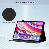 Puzdro na tablet Cicili Flip pre Xiaomi Redmi Pad 2 Pro 12.1 / Poco Pad 12.1, ochranné folio puzdro z PU kože so stojanom a vreckom, čierne 7