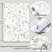 CiCiwind Öntapadós Tapéta Fehér Virágmintás 41x300cm Vízálló PVC Bútorfólia Faldekoráció Szekrény Bútor Felújításhoz 2