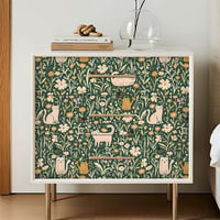 CiCiwind öntapadós tapéta zöld virág és sárga macska minta - 41x300 cm 3