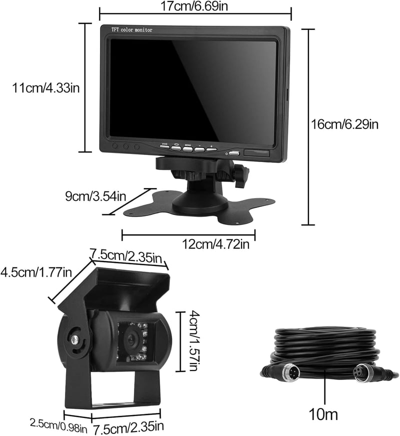 CICMOD 7 Colos Tolatókamera Monitor 18 IR LED Univerzális Parkolássegítő Rendszer 12V-24V