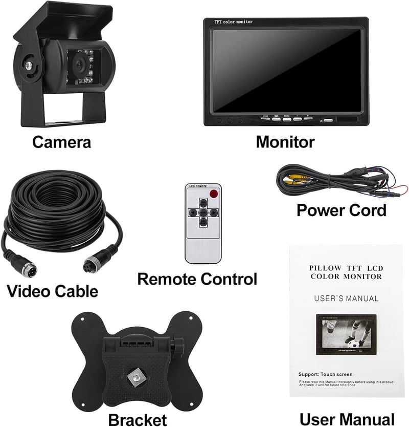 CICMOD 7 Colos Tolatókamera Monitor 18 IR LED Univerzális Parkolássegítő Rendszer 12V-24V