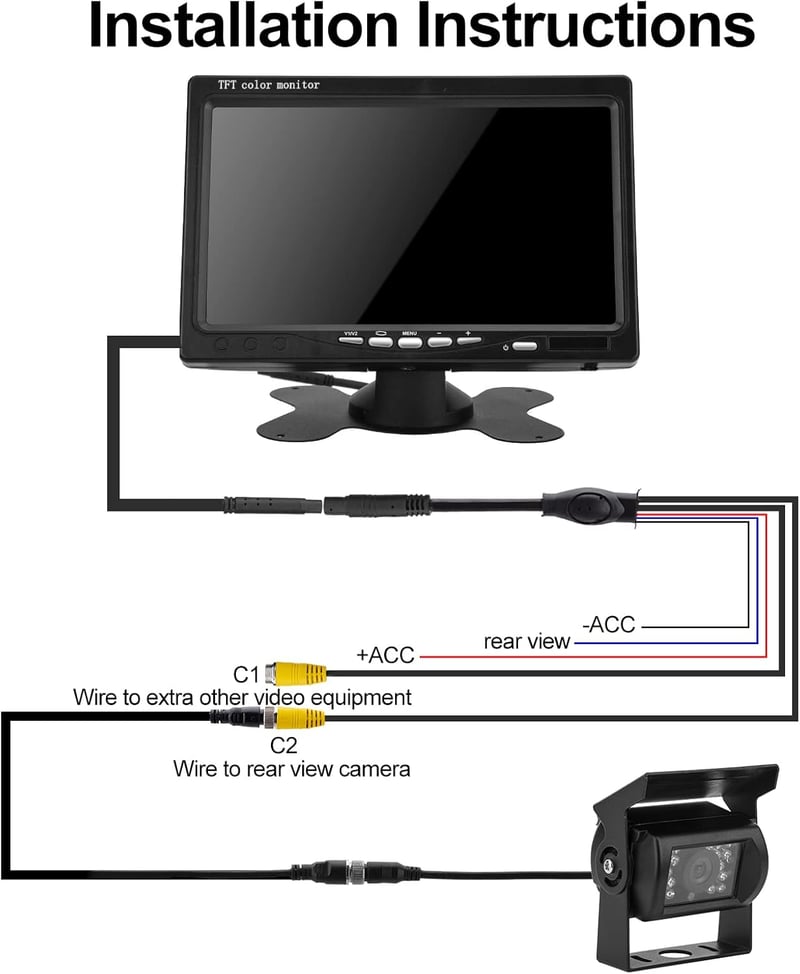 CICMOD 7 Colos Tolatókamera Monitor 18 IR LED Univerzális Parkolássegítő Rendszer 12V-24V