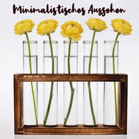Cieex Vintage Virágváza Üvegcsövek Fa Állvánnyal Hidropónia Dekoráció - Modern Reagenzgläser Vasen 6