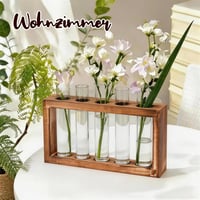 Cieex Vintage Virágváza Üvegcsövek Fa Állvánnyal Hidropónia Dekoráció - Modern Reagenzgläser Vasen 5