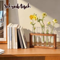 Cieex Vintage Virágváza Üvegcsövek Fa Állvánnyal Hidropónia Dekoráció - Modern Reagenzgläser Vasen 3