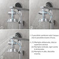 CIENCIA 3-Utas Sárgaréz Zuhanyváltó Szelep 1/2" Menetes Csatlakozással - Univerzális Kézi Zuhanyfej Adapter CE Tanúsítvánnyal 4