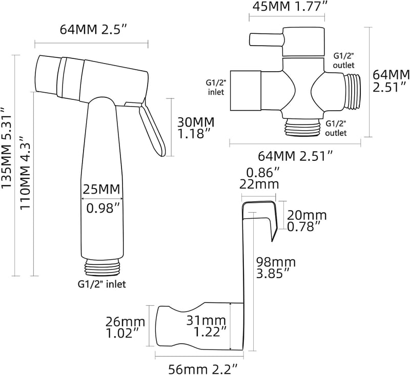 CIENCIA Bidet Kézi Zuhanyzó Rozsdamentes Acél WC Sprayer Shattaf Szett