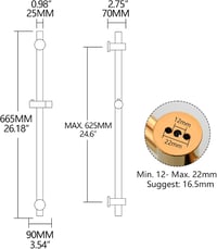 CIENCIA Zuhanysín 66 cm Titán Arany Fali Zuhanysín Kézizuhanyhoz 6
