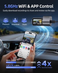 Autokamera Cievie C200 4K so 64 GB SD kartou, 5 GHz Wi-Fi, 360° otočná, 1,5" IPS displej, WDR nočné videnie, 24/7 parkovací režim 5