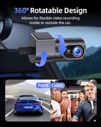 Autokamera Cievie C200 4K so 64 GB SD kartou, 5 GHz Wi-Fi, 360° otočná, 1,5" IPS displej, WDR nočné videnie, 24/7 parkovací režim 4