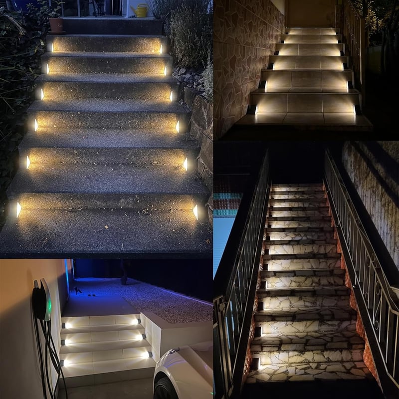 CILIENG Napelemes Lépcsővilágítás 9 LED-del - IP67 Vízálló Kültéri Lámpák, Meleg Fehér 2700K, 600mAh Akkumulátor, Kerti Útvilágítás Lépcsőkh