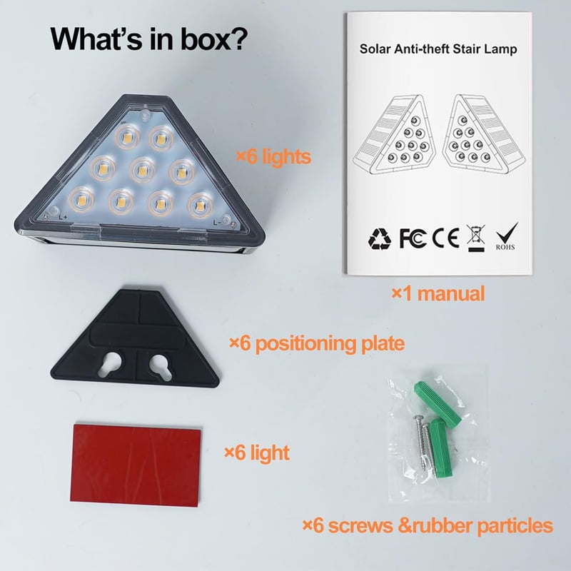 CILIENG Napelemes Lépcsővilágítás 9 LED-del - IP67 Vízálló Kültéri Lámpák, Meleg Fehér 2700K, 600mAh Akkumulátor, Kerti Útvilágítás Lépcsőkh