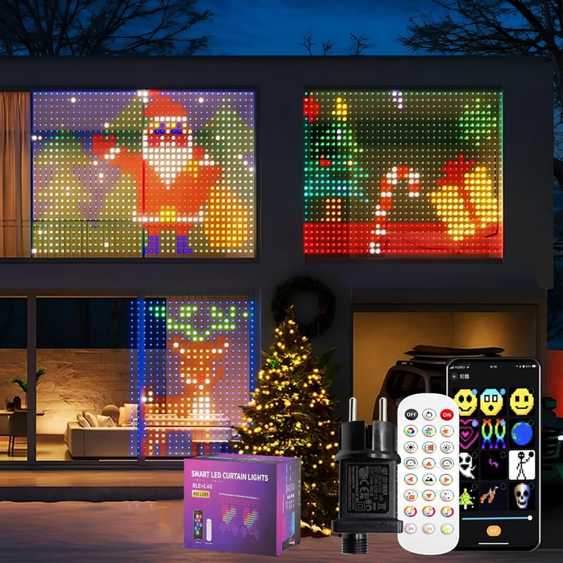 CILIENG Okos LED Fényfüggöny 400 LED RGB Izzóval - 300+ Dinamikus Mód, Távirányítóval és Applikációval - Karácsonyi Dekoráció 