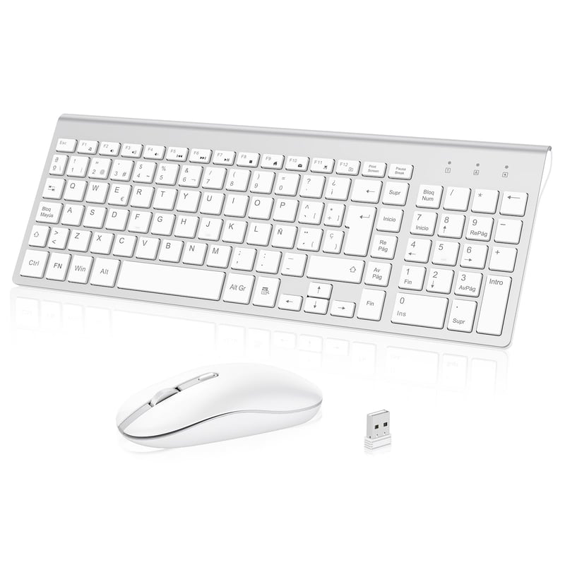 Set tastatură și mouse wireless ultra-subțire Cimetech, alb