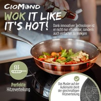 CioMond 28 cm indukciós wok serpenyő rozsdamentes acél méhsejt bevonattal - Ohne Deckel, CioMond's WOK Chef Delux 3