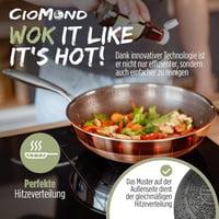 CioMond Wok Serpenyő 28cm Indukciós Rozsdamentes Méhsejt Bevonattal - Mit Deckel, CioMond's WOK Chef Delux 3