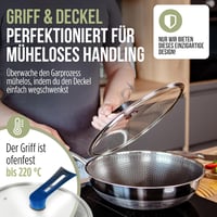 CioMond Wok Serpenyő 28cm Indukciós Rozsdamentes Méhsejt Bevonattal - Mit Deckel, CioMond's WOK Chef Delux 2
