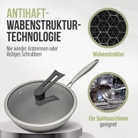 CioMond Wok Serpenyő 28cm Indukciós Rozsdamentes Méhsejt Bevonattal - Mit Deckel, CioMond's WOK Chef Delux 5