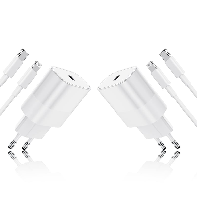 Cionum 2 ks Rýchlonabíjačka na iPhone s certifikáciou Apple MFi, 20W USB-C Power Delivery sieťový adaptér s 2 m Lightning káblom pre iPhone 14 13 12 SE 11 X
