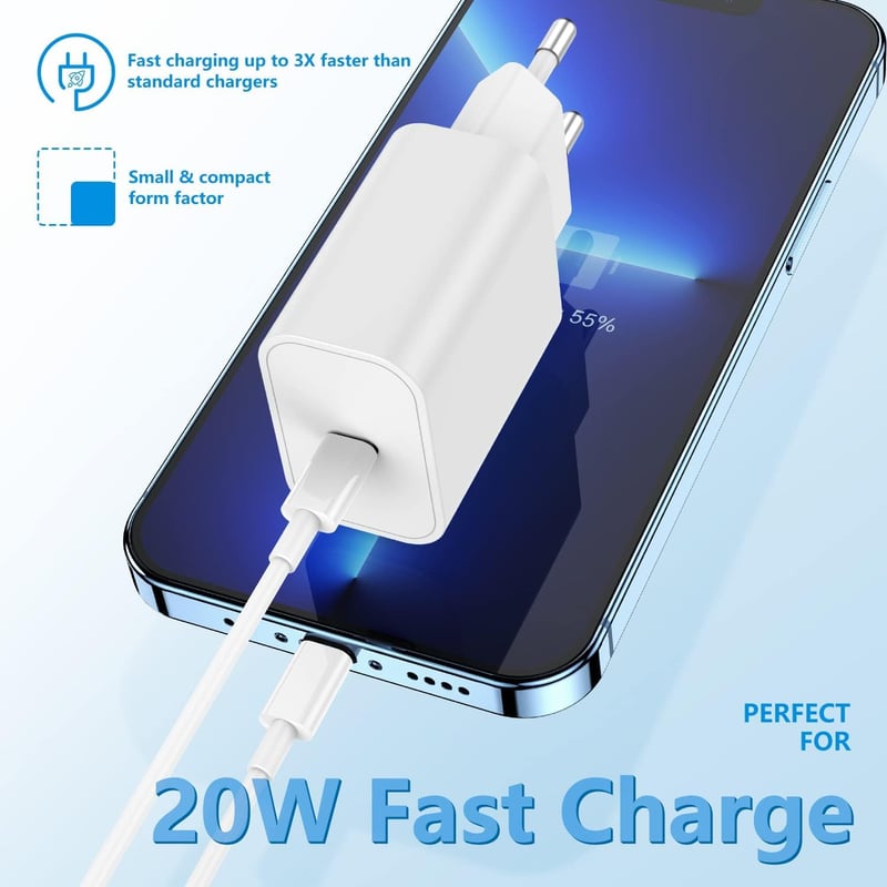 Cionum 20W USB-C gyors töltő iPhone 16/15/14/13/12 típusokhoz