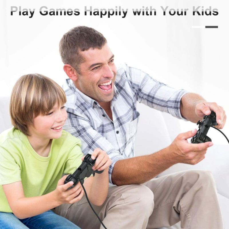 Cipon Vezetékes játékkontroller PS-2 konzolhoz, fekete gamepad, 1,8 m kábel, analóg karokkal
