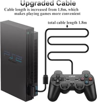 Cipon Vezetékes játékkontroller PS-2 konzolhoz, fekete gamepad, 1,8 m kábel, analóg karokkal 5