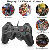Cipon Vezetékes játékkontroller PS-2 konzolhoz, fekete gamepad, 1,8 m kábel, analóg karokkal 4