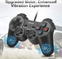 Cipon Vezetékes játékkontroller PS-2 konzolhoz, fekete gamepad, 1,8 m kábel, analóg karokkal 3
