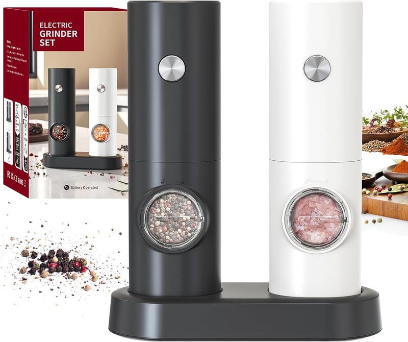 CIRCLE JOY Elektromos Só és Borsőrlő Szett 2 db LED Világítással Állítható Finomságú Fűszermalom