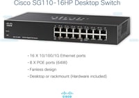 Cisco SG110-16HP 16 portos Gigabit PoE hálózati switch 3