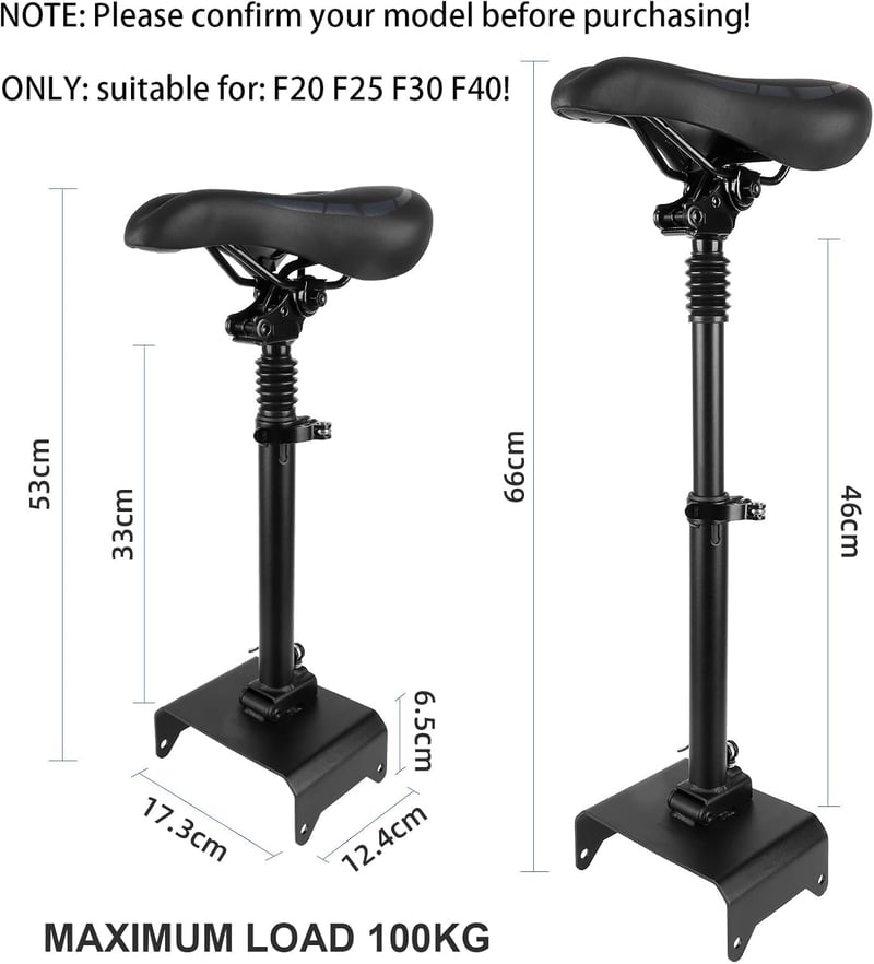 CISSIYOG Elektromos Roller Ülés Segway-Ninebot F20/F25/F30/F40 Modellekhez - Állítható Magasság, Lengéscsillapítós, Összecsukható, 100kg Teh