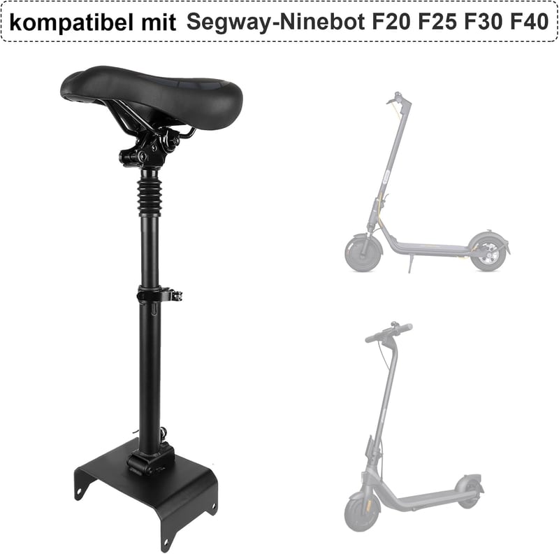 CISSIYOG Elektromos Roller Ülés Segway-Ninebot F20/F25/F30/F40 Modellekhez - Állítható Magasság, Lengéscsillapítós, Összecsukható, 100kg Teh