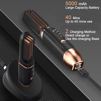 CISSIYOG Vezeték Nélküli Hajegyenesítő Kefe - Hordozható Mini Hajvasaló Utazáshoz, USB-C Tölthető, Gyorsan Melegedő Szakállformázó 2