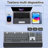 CITLLA Bluetooth vezeték nélküli K9100 teljes méretű billentyűzet több eszközhöz, magyar kiosztással 5