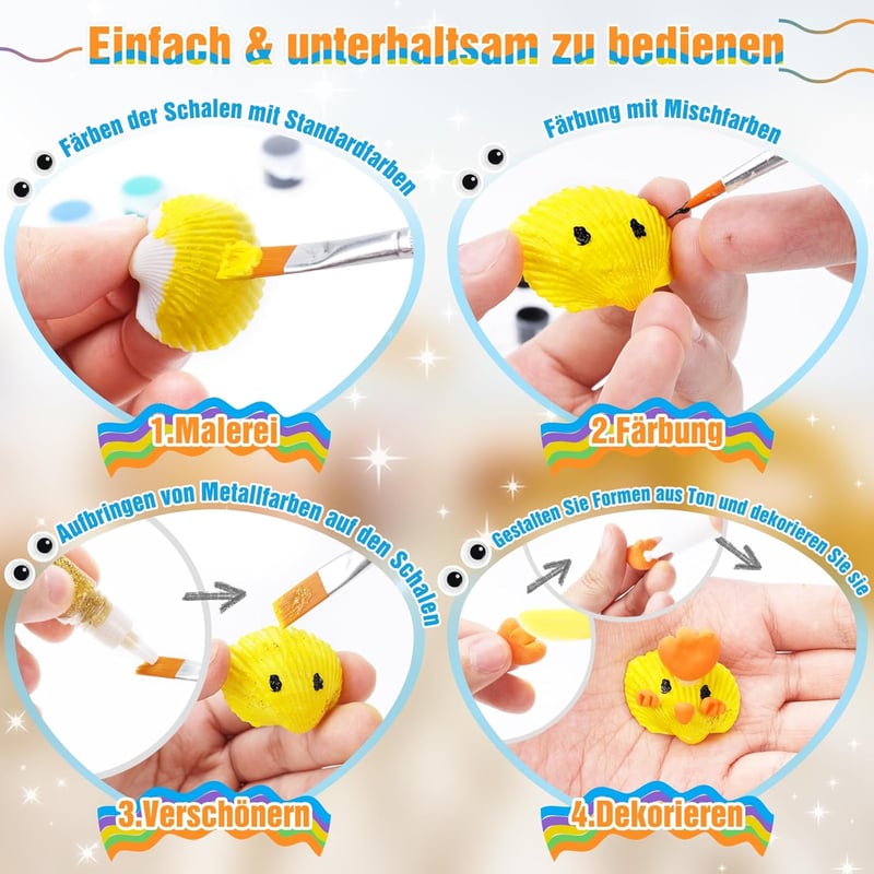 CITSKY Kagylófestő Kreatív Készlet 4-9 Éves Gyerekeknek - Művészeti Szett Fiúknak és Lányoknak - Kézműves Ajándék Születésnapra