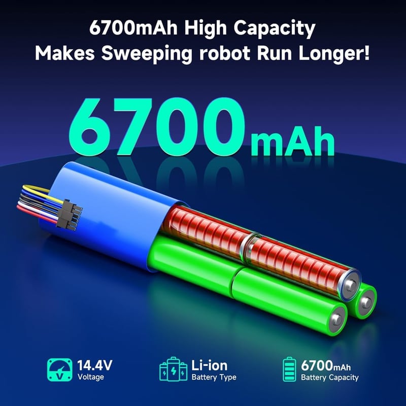 CITYORK 14,4V 6700mAh Li-ion Pótakkumulátor Neato Botvac D3 D5 D6 D7 Robotporszívókhoz - Túltöltés Elleni Védelemmel, 300+ Töltési Ciklus