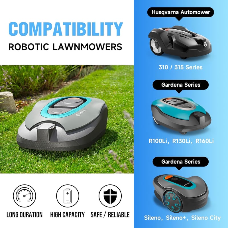 CITYORK 3500 mAh Robotfűnyíró Akkumulátor Gardena Sileno R100Li/R130Li/R160Li és Husqvarna Automower 310/315/315X modellekhez, Li-ion 18,5V