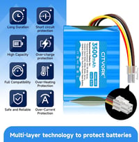 CITYORK 3500 mAh Robotfűnyíró Akkumulátor Gardena Sileno R100Li/R130Li/R160Li és Husqvarna Automower 310/315/315X modellekhez, Li-ion 18,5V 4