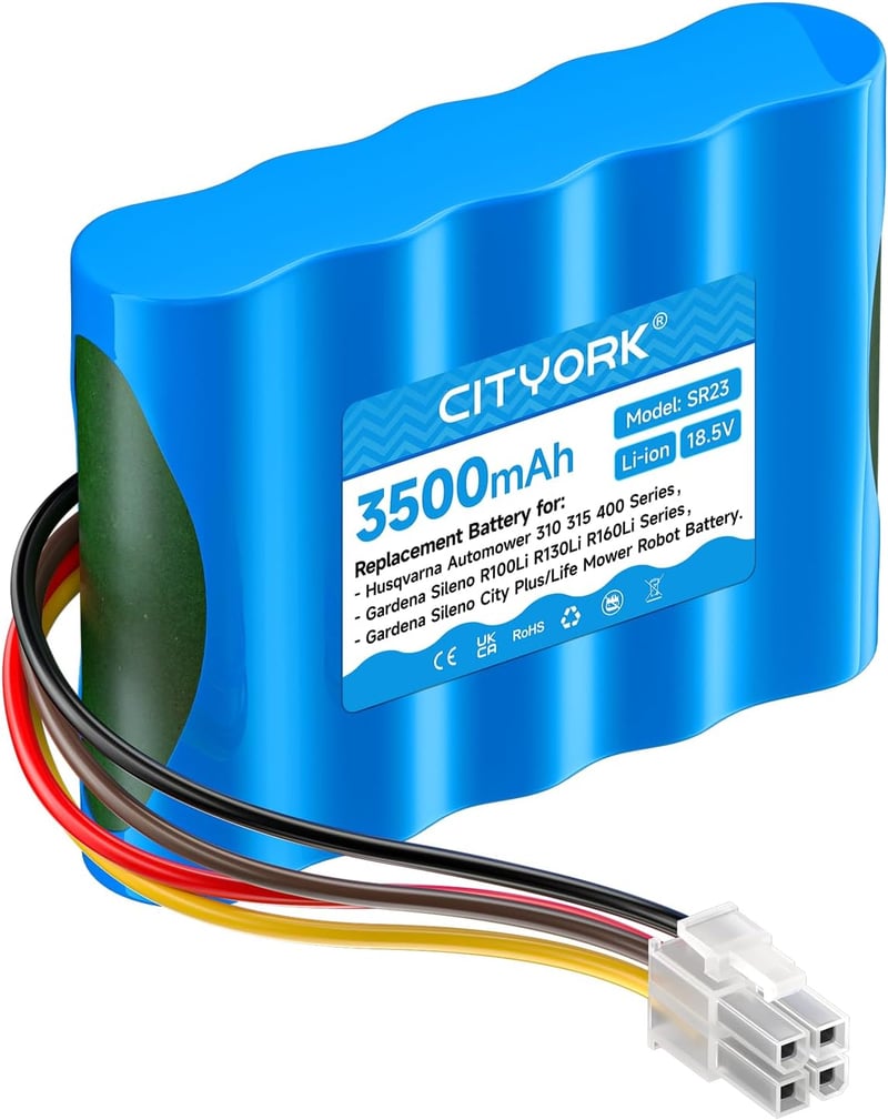 CITYORK 3500 mAh Robotfűnyíró Akkumulátor Gardena Sileno R100Li/R130Li/R160Li és Husqvarna Automower 310/315/315X modellekhez, Li-ion 18,5V