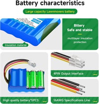 CITYORK 3500 mAh Robotfűnyíró Akkumulátor Gardena Sileno R100Li/R130Li/R160Li és Husqvarna Automower 310/315/315X modellekhez, Li-ion 18,5V 3