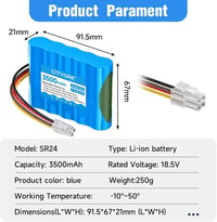 CITYORK 3500 mAh Robotfűnyíró Akkumulátor Gardena Sileno R100Li/R130Li/R160Li és Husqvarna Automower 310/315/315X modellekhez, Li-ion 18,5V 6