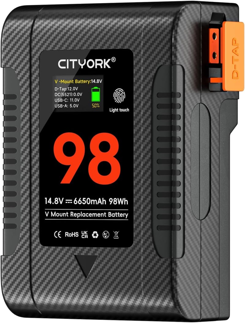 CITYORK V Mount 6650mAh 98Wh Akkumulátor OLED Kijelzővel D-TAP USB Kimenettel