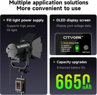 CITYORK V Mount 6650mAh 98Wh Akkumulátor OLED Kijelzővel D-TAP USB Kimenettel 6