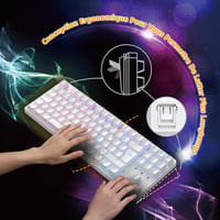CIY X77 Mechanikus RGB Gamer Billentyűzet, Kék Switch, AZERTY, Fehér 6