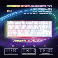CIY X77 Mechanikus RGB Gamer Billentyűzet, Kék Switch, AZERTY, Fehér 3